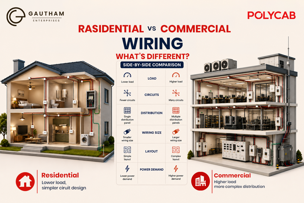 Gautham Enterprises Residential vs. Commercial Electrical wiring